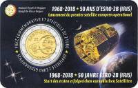 (021 Флам) Монета Бельгия 2018 год 2 евро "Запуск спутника ESRO 2B. 50 лет"  Биметалл  Coincard